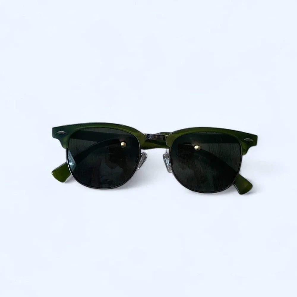 Green sunglasses with black lenses